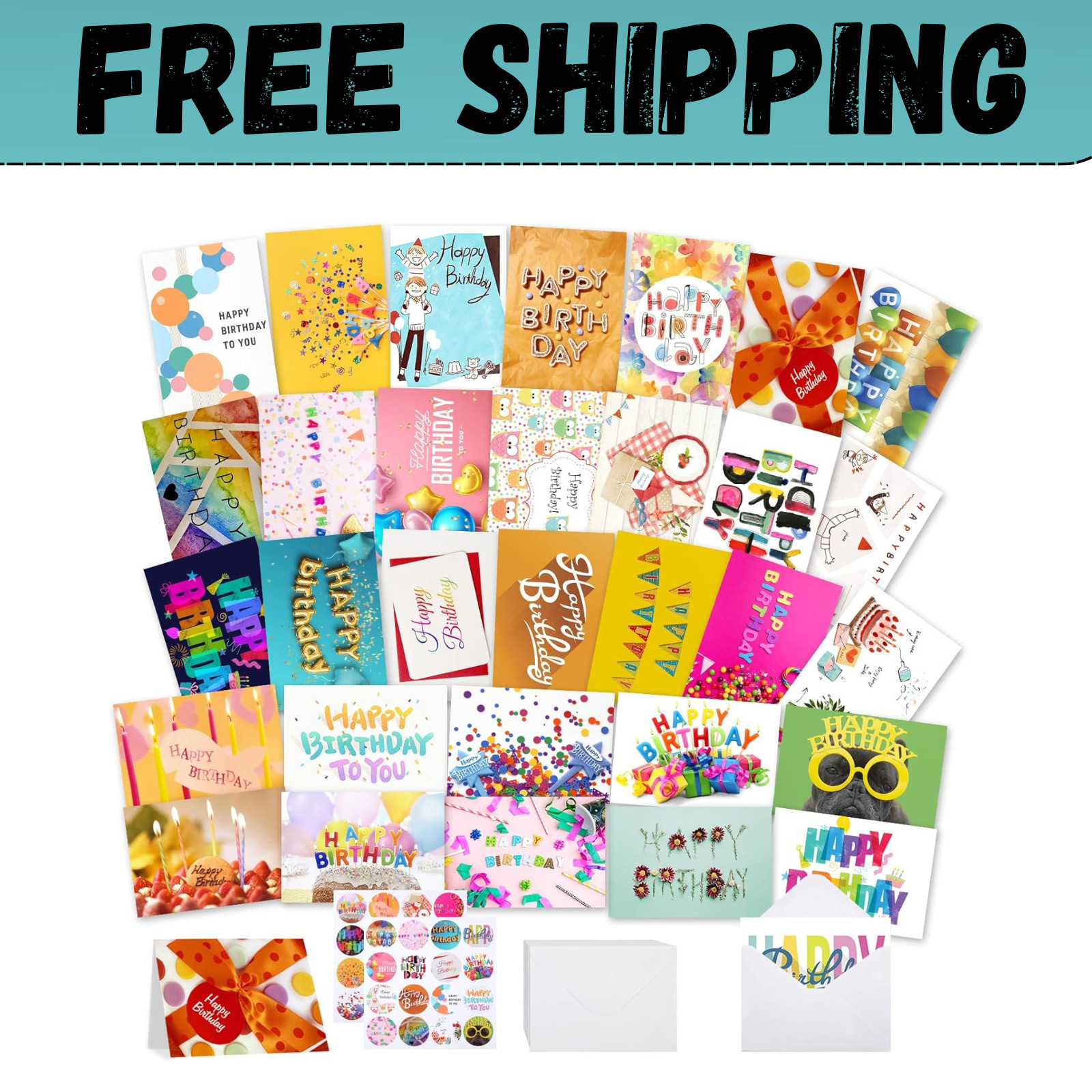 32 PCS Happy Birthday Cards Bulk with Envelopes, 4X6 Assorted Birthday Cards gallery