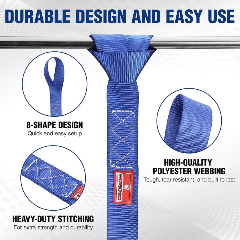 WORKPRO 6x Heavy Duty Soft Loop Tie Down Straps 1.6"x17" 5000lbs Break Strength gallery