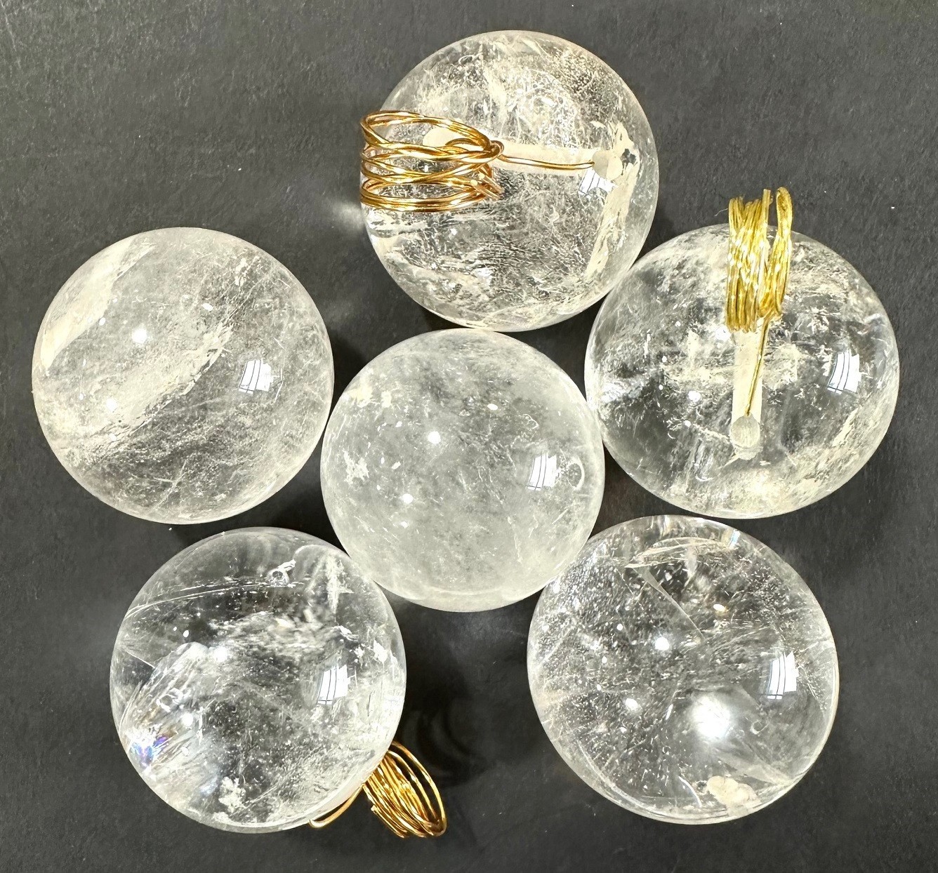 Natural Rock Crystal Chandelier Sconce Quartz Pendant V- hole Ball 37mm 6 pieces gallery