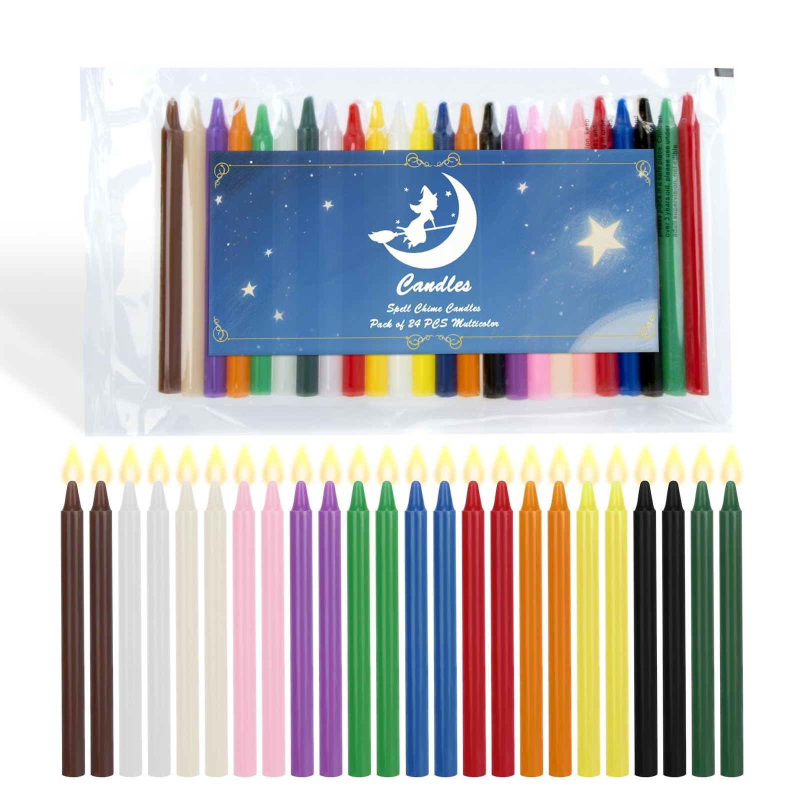 24PCS Taper Candles Sticks - Spell Candles Cotton Wicks 5.9 Inch Premium Colo... gallery