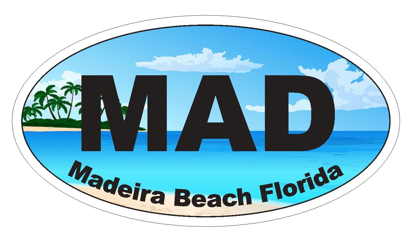 Madeira Beach Oval Bumper Sticker or Helmet Sticker D3731 Florida gallery