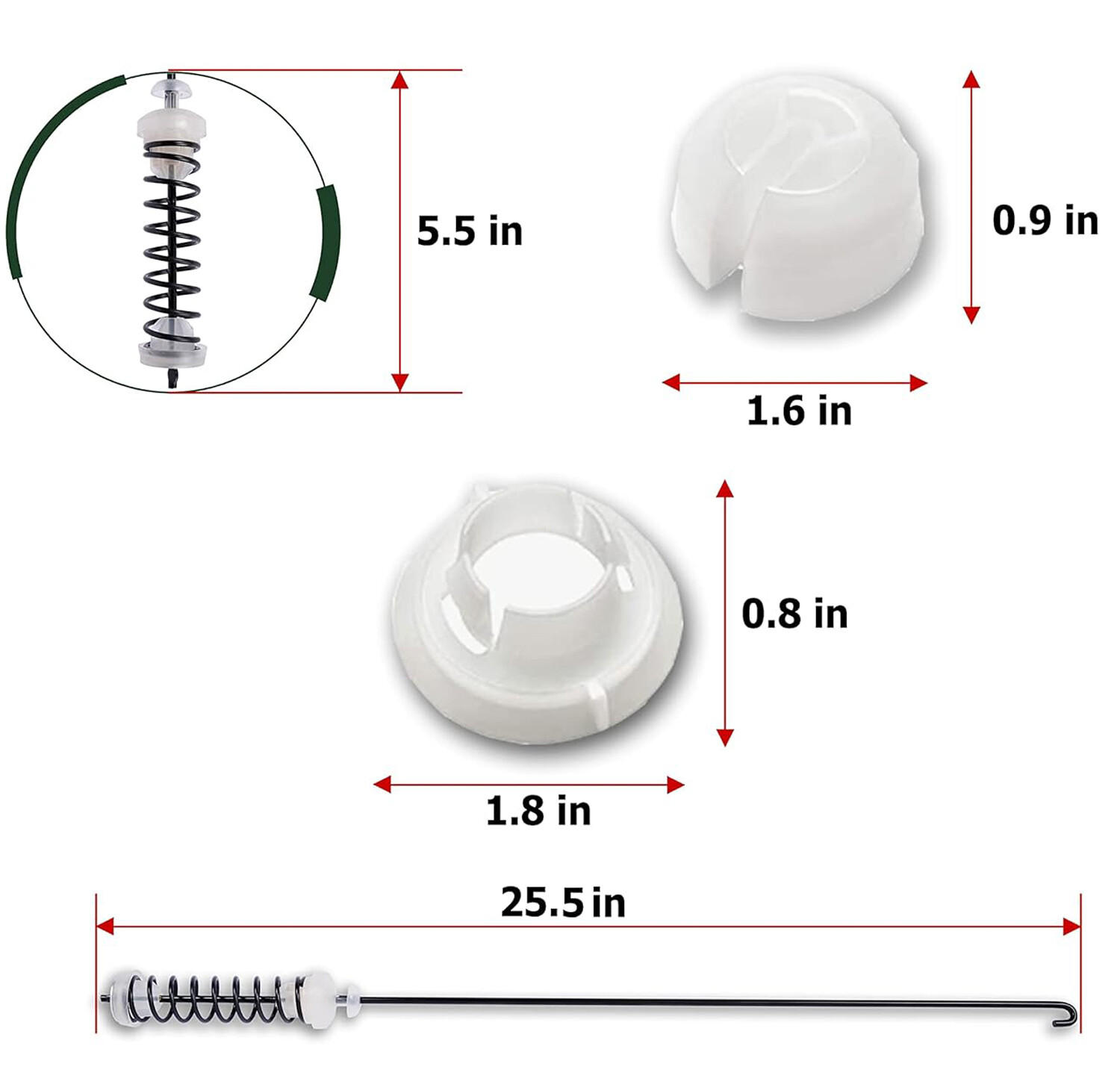 4Pcs Washer Suspension Rod Kit Compatible with Whirlpool WTW4800BQ0 WTW4800BQ1 gallery