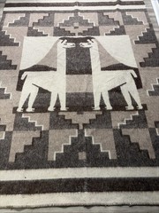 Vintage Peruvian Alpaca Wool Blanket Pucara Llama Geometric Throw Peru Made
