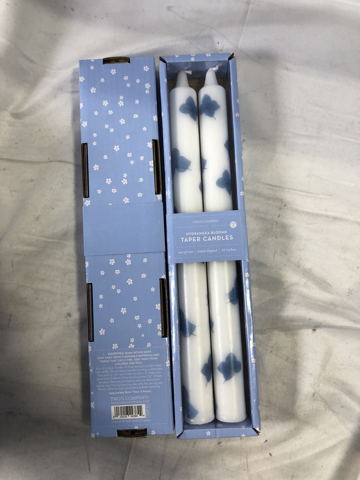 Two's Company Hydrangea Blooms Taper Candles Set of 2 Hand-Dipped 10"(4 Sets) gallery