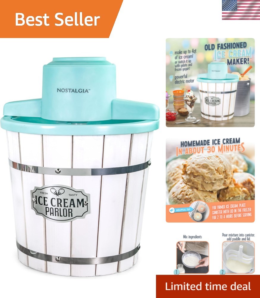 Portable 4 Quart Electric Ice Cream Maker - Quick Soft Serve & Gelato in Minutes gallery
