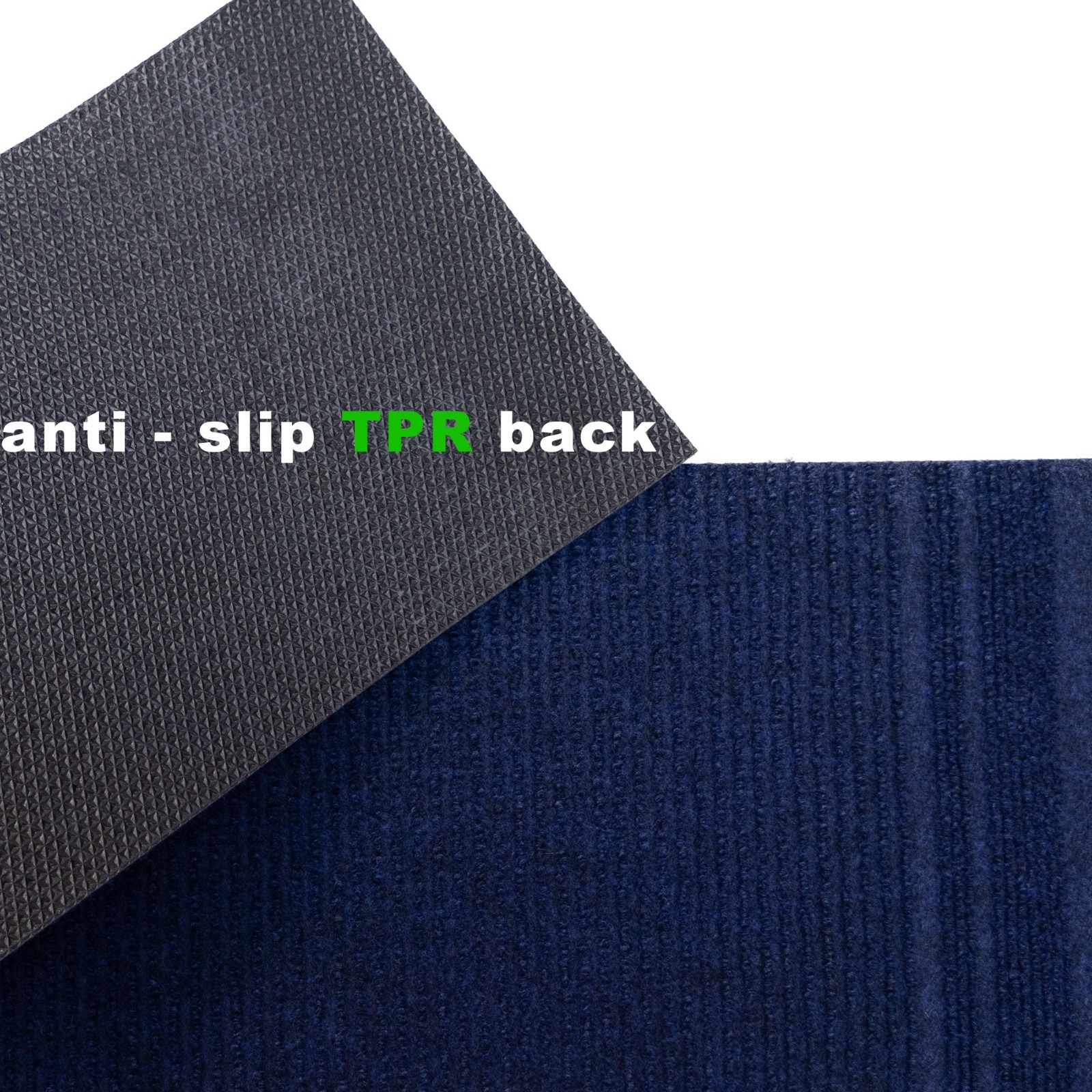 Custom Size Low Profile Striped Solid Dark Blue Stair Treads By Inches gallery