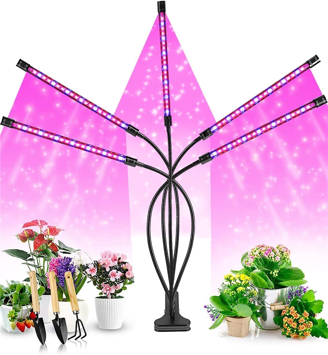 5-Head LED Grow Light Full Spectrum for Indoor Plants, Auto Timer, 10 Brightness gallery