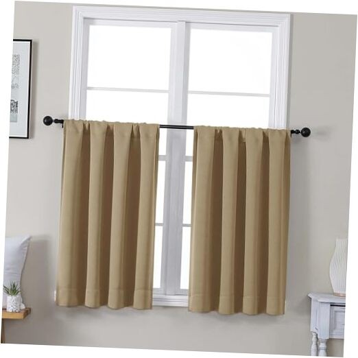 Short Curtains 36 Inches Long, Small Half Window 40"W x 36"L (Pack of 2) Taupe gallery