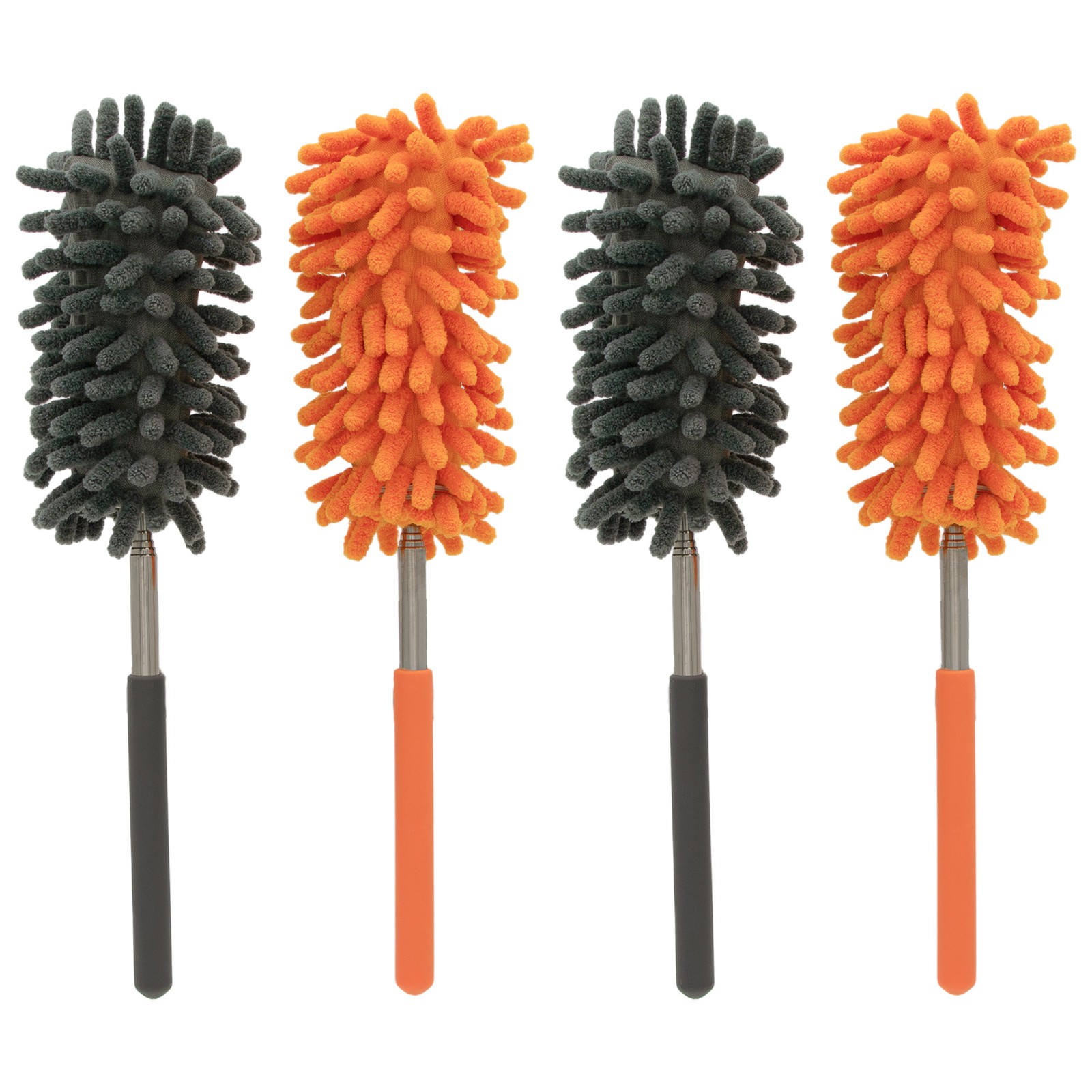 Microfiber Telescopic Duster Adjustable 6"-25" Handle in Grey/Orange, 4 Pack gallery