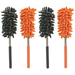 Microfiber Telescopic Duster Adjustable 6″-25″ Handle in Grey/Orange, 4 Pack