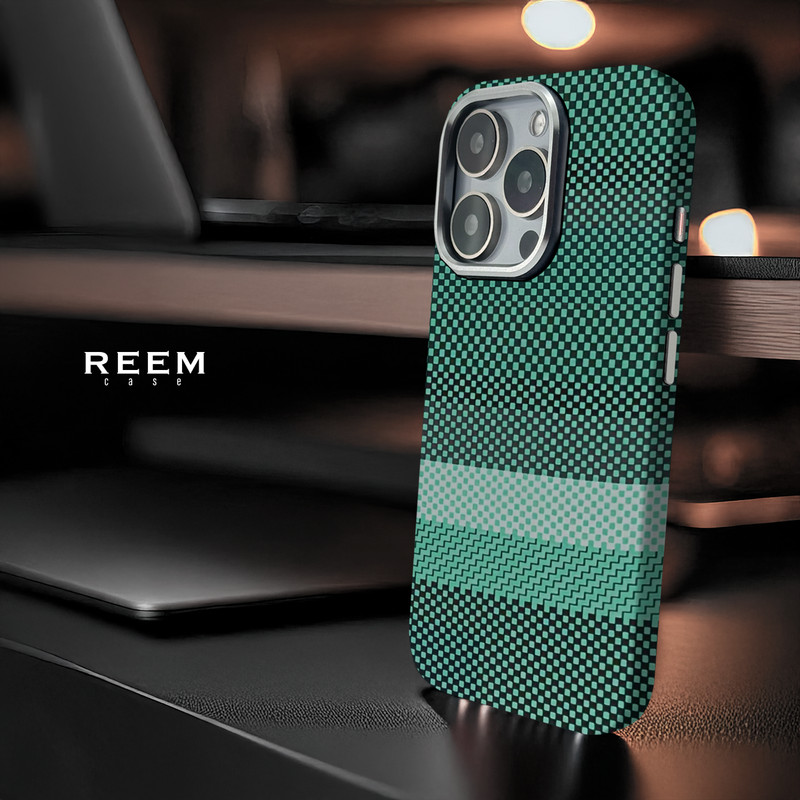 Green iPhone 15 Pro Max magsafe case, aramid fiber rugged cover iPhone 16 15 14 gallery