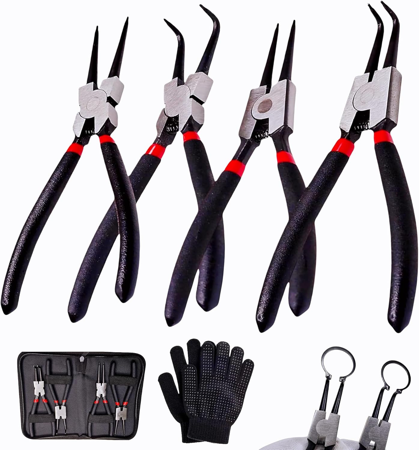 4-Piece Snap Ring Pliers Set - 7 Inches Internal/External Circlip Pliers, Heavy gallery