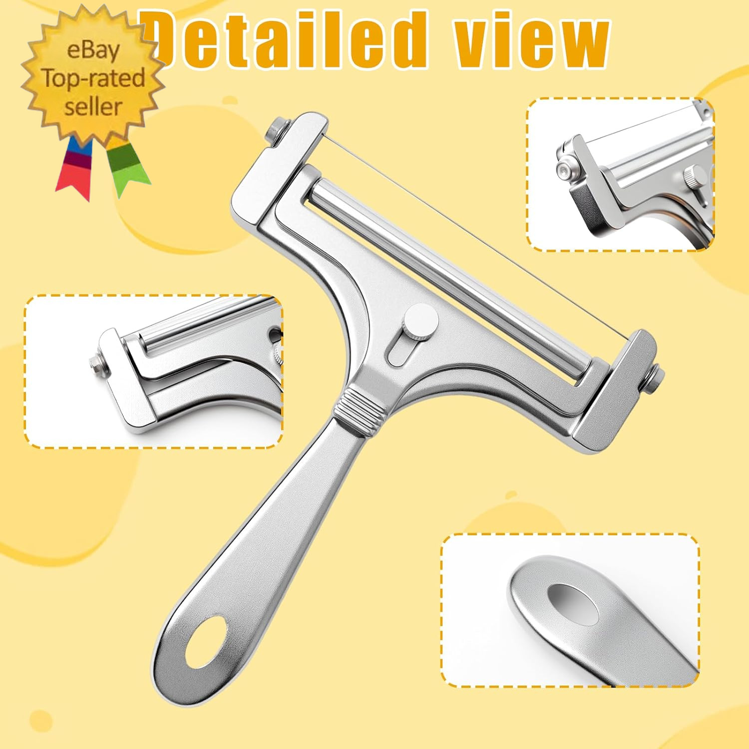 Stainless Steel Wire Cheese Slicer with 4 Extra Wires Adjustable Thickness gallery