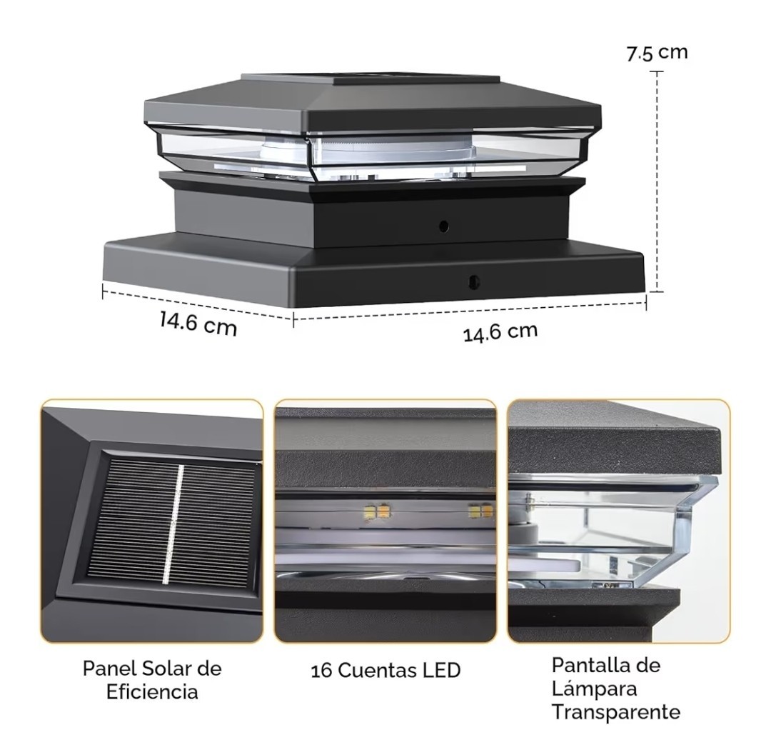 12 Pack Solar LED Deck/Fence Post Cap Lights Warm White Black Waterproof gallery
