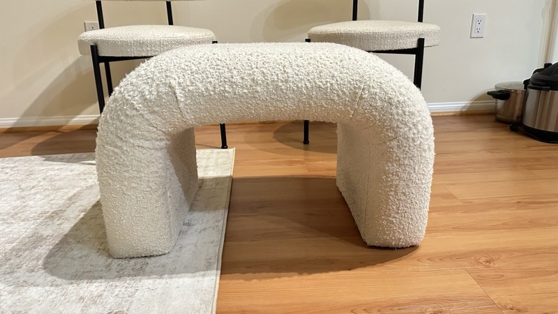 CB2 Bouclé Chairs + Bench bonus (set)- Designer Ivory Set (Made in Italy) gallery