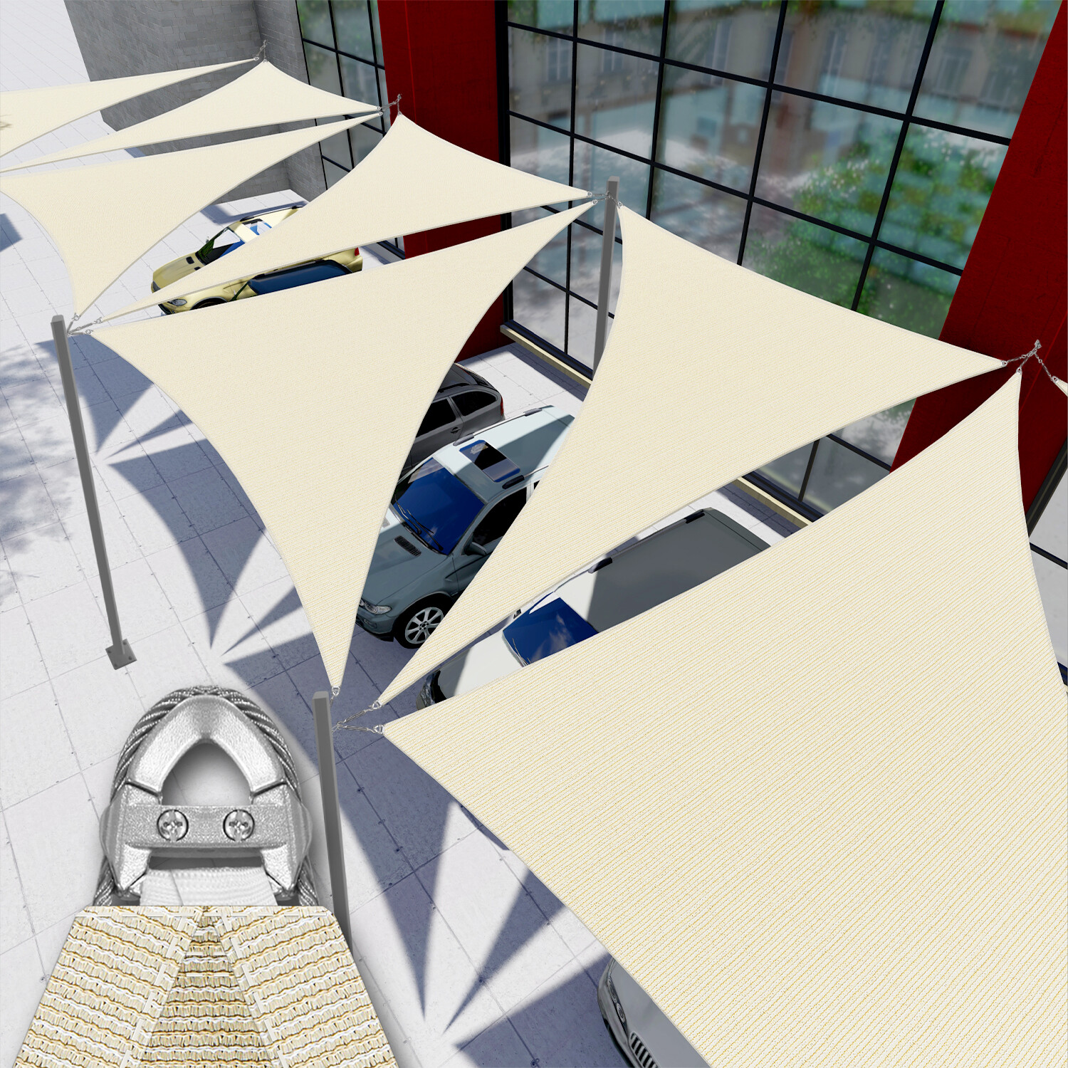 Triangle Sun Shade Sail Steel Wire Outdoor Patio Pool Canopy Cover Anti-UV Beige gallery