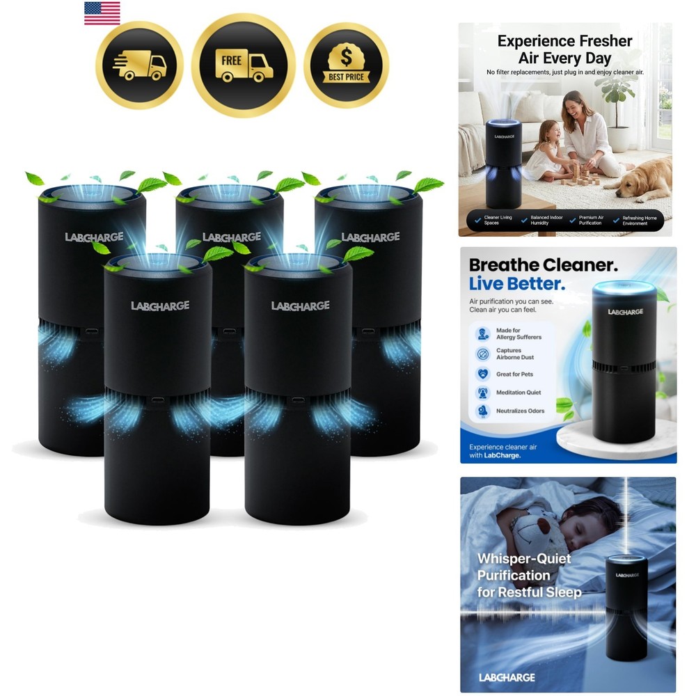 Small Ionic Air Purifier for Home & Bedroom – Silent HEPA Filter – Covers 250...