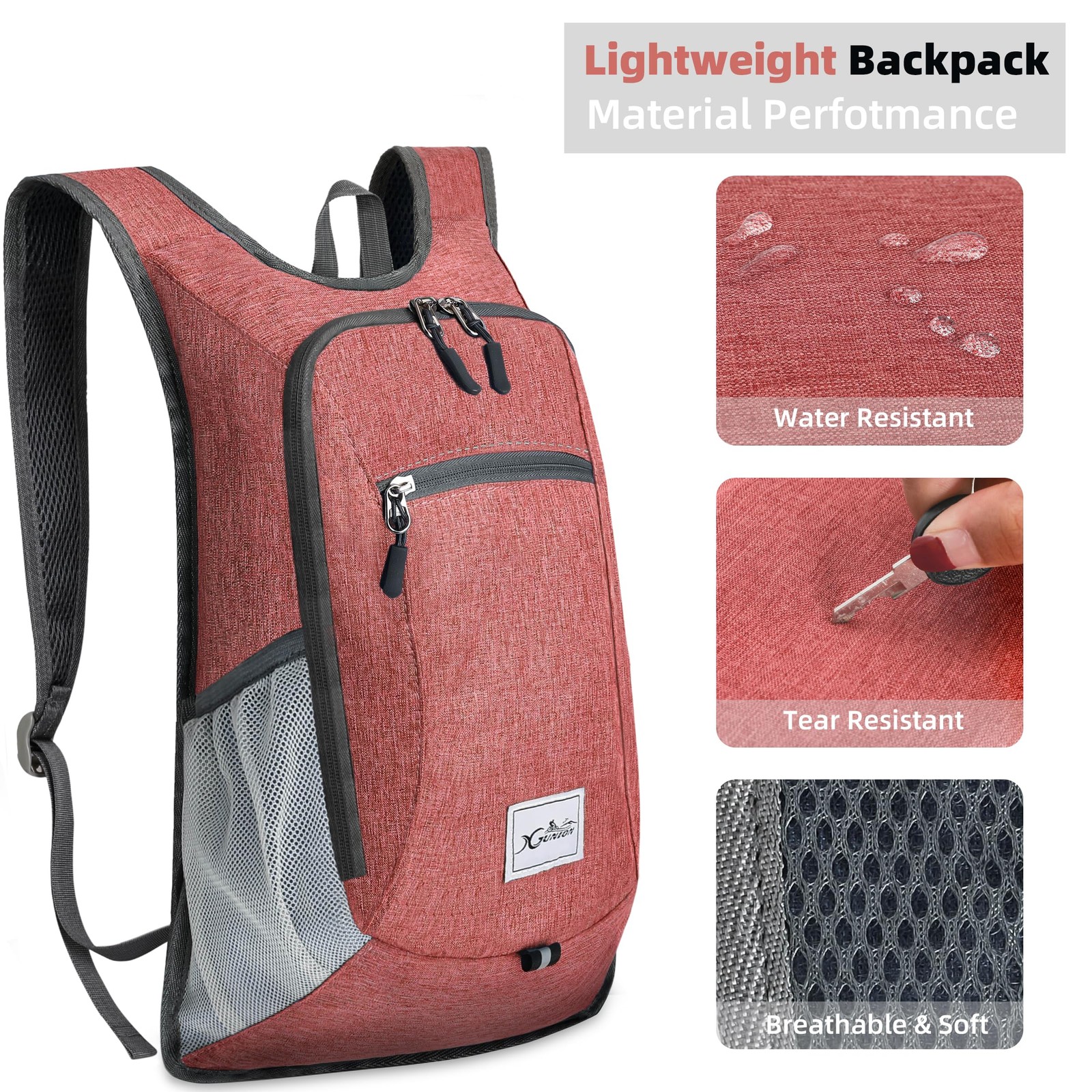 Hiking Backpack 10L Small Travel Lightweight Daypack Foldable Packable Red 5