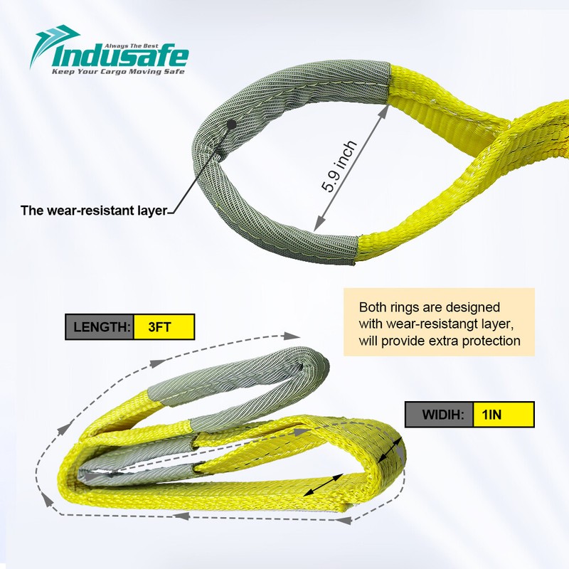 Indusafe Rigging Moving Lifting Straps Industrial Web Sling 3100LBS 3/6/9 FT 5:1 gallery