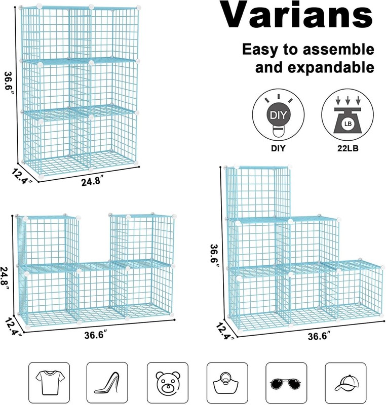Wire Cube Storage, 6 - Cube Organizer Metal C Grids, Modular Shelves Units gallery