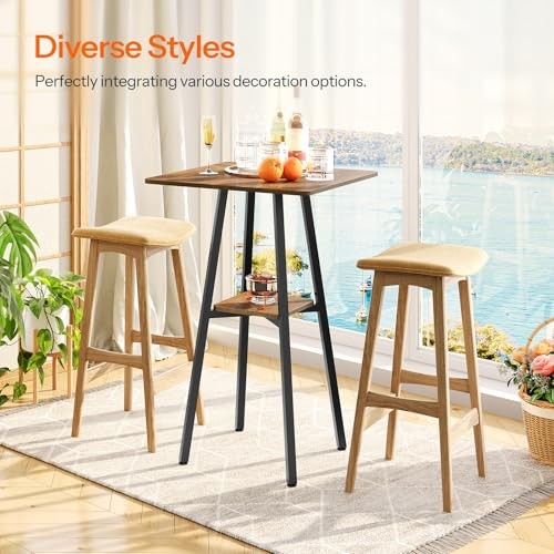 Rustic Brown + Black 2-Tier High Top Pub Table - Rustic Brown + Black gallery