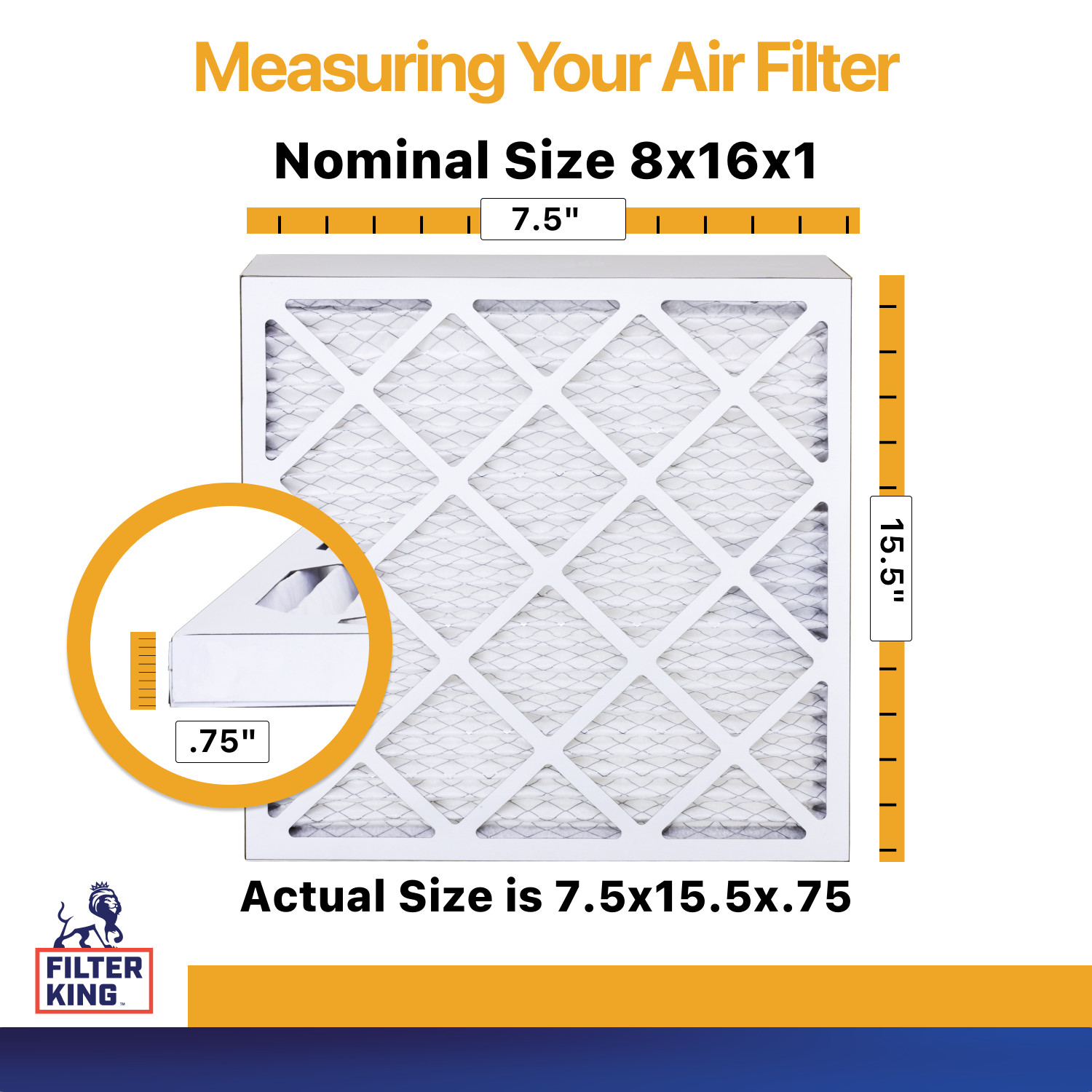 Filter King 8x16x1 Air Filter 12-PACK MERV 13 Actual Size 7.5 x 15.5 x .75" gallery
