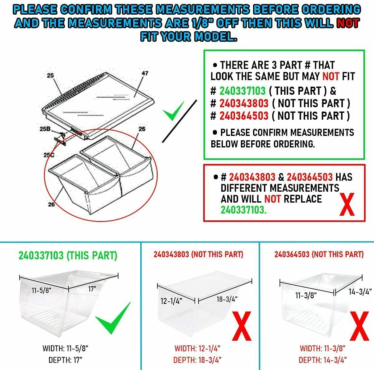 Crisper Drawer Compatible with Frigidaire Refrigerator 240337103 PS429854 gallery