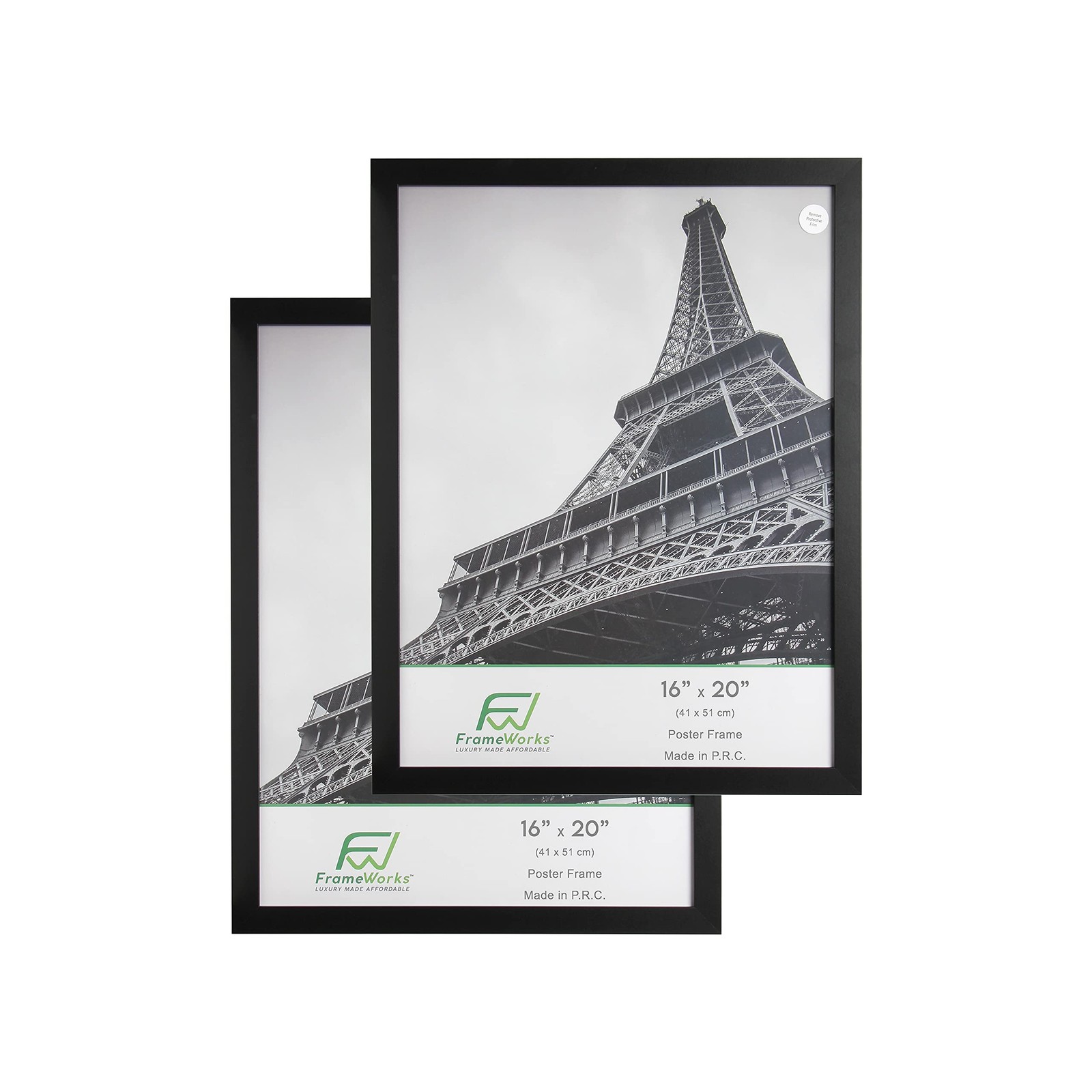 FrameWorks 16” x 20” 2-Pack Black Back-Loading Wooden Poster Frame with gallery
