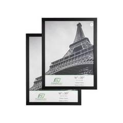 FrameWorks 16” x 20” 2-Pack Black Back-Loading Wooden Poster Frame with