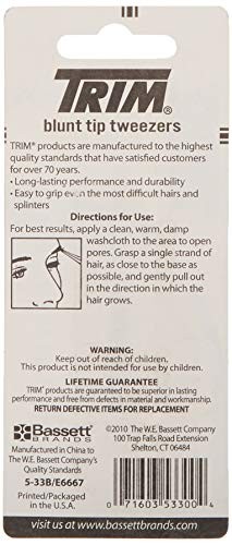 Trim Blunt Tip Tweezers with Textured Grip 1 Count (Pack of 1), Silver gallery