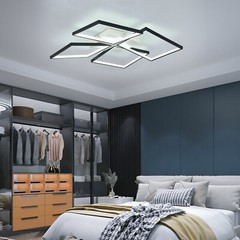 Modern Ceiling Light LED 90W lamp 4-Squares Dimmable 3000-6000K w/ Remote