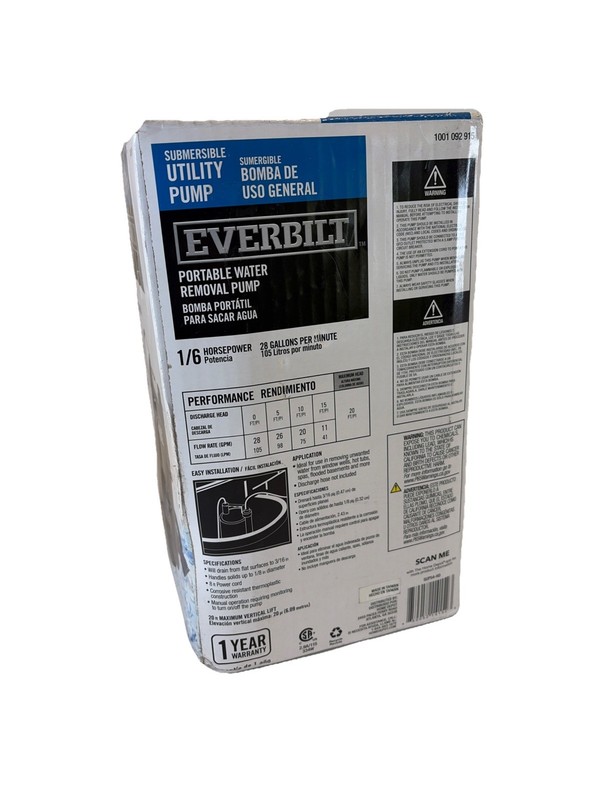 Everbilt 1/6 HP Plastic Submersible Utility Pump SUP54-HD 28 GPM gallery