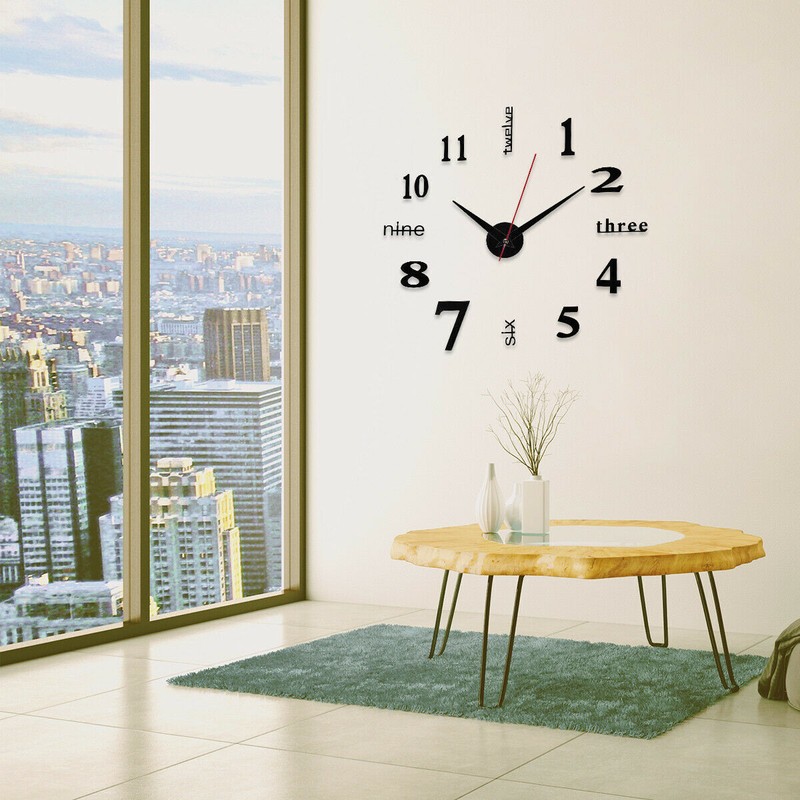 3D Large Mirror Surface Wall Clock Modern DIY Sticker Office Home Shop Art Decor gallery