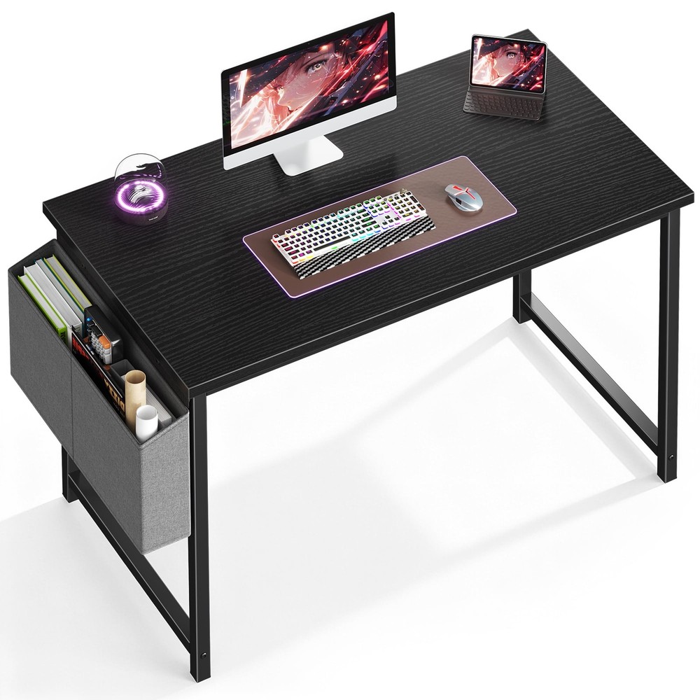 44 Inch Computer Writing Desk with Storage Bag, Steel Frame for HomeOffice Study