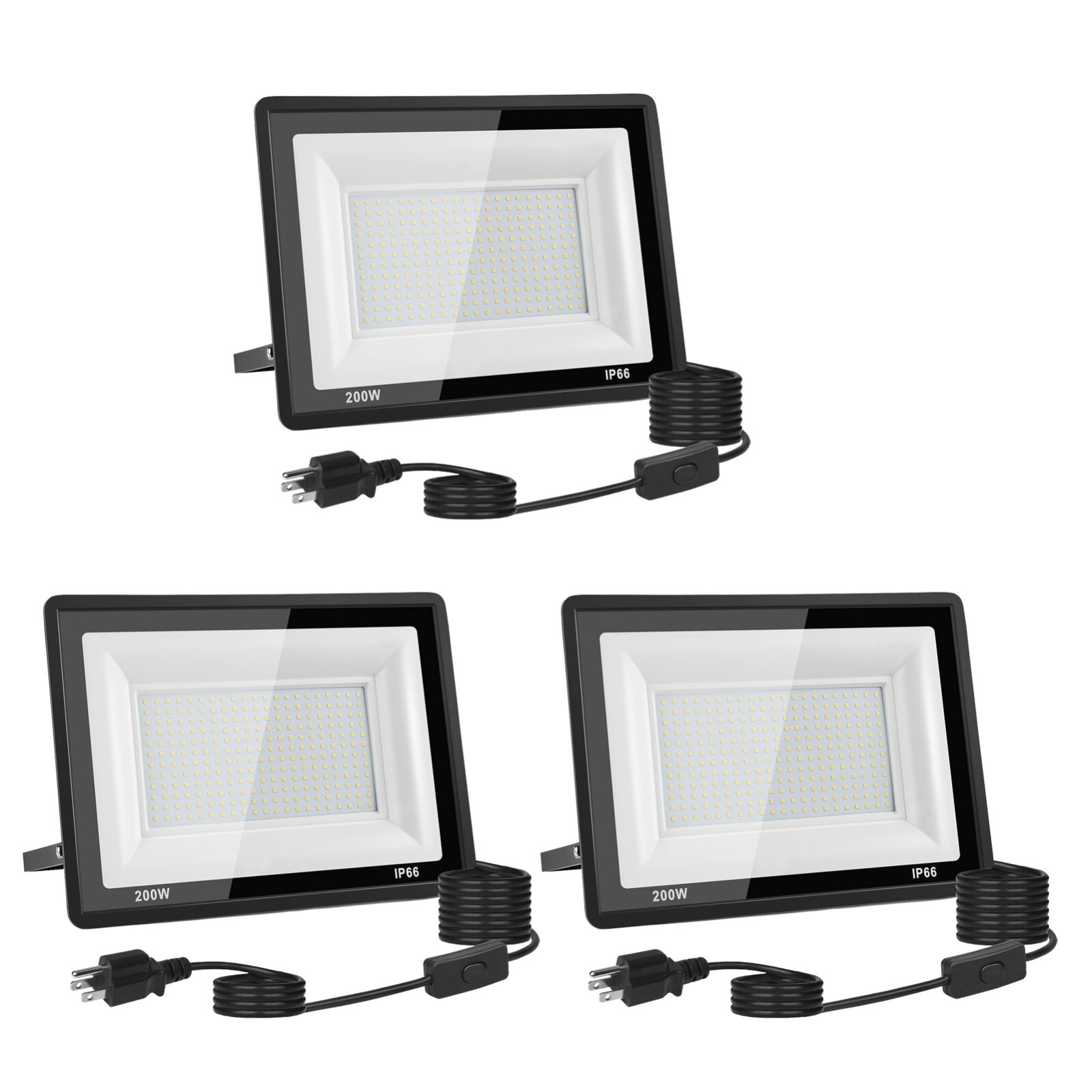3Pack 200W 20000LM LED Flood Light Outdoor IP66 Waterproof, 5000K Daylight White gallery