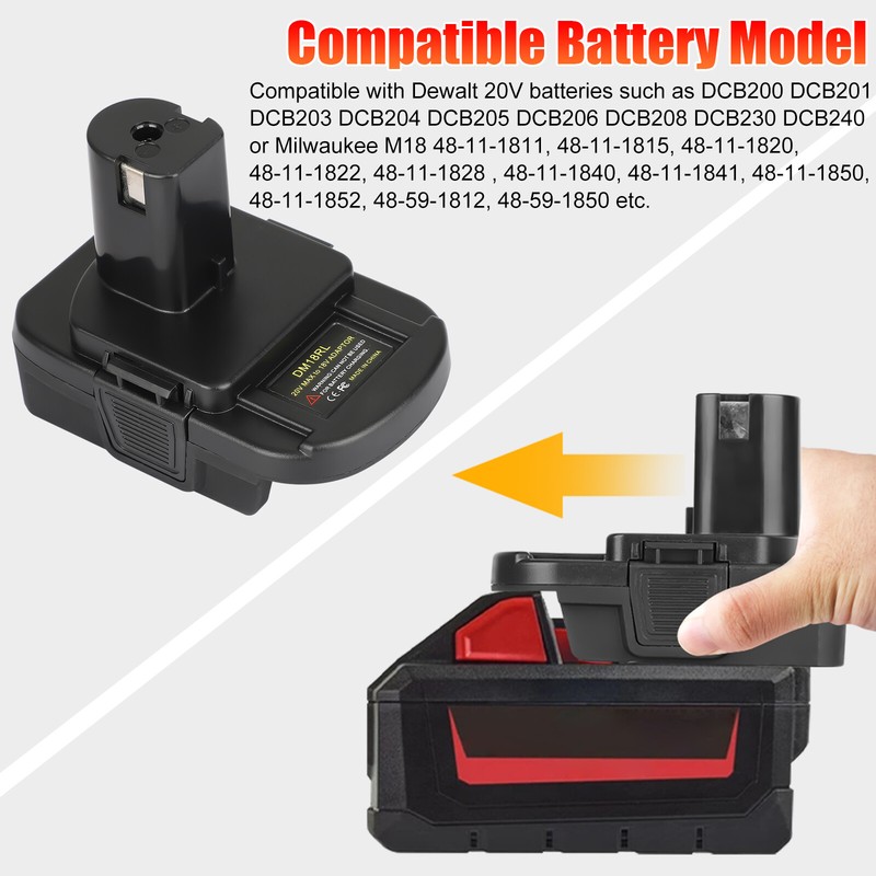 1/2Pcs USB Adapter Converter for Dewalt 18V/20V Battery to for Ryobi 18V Tool gallery