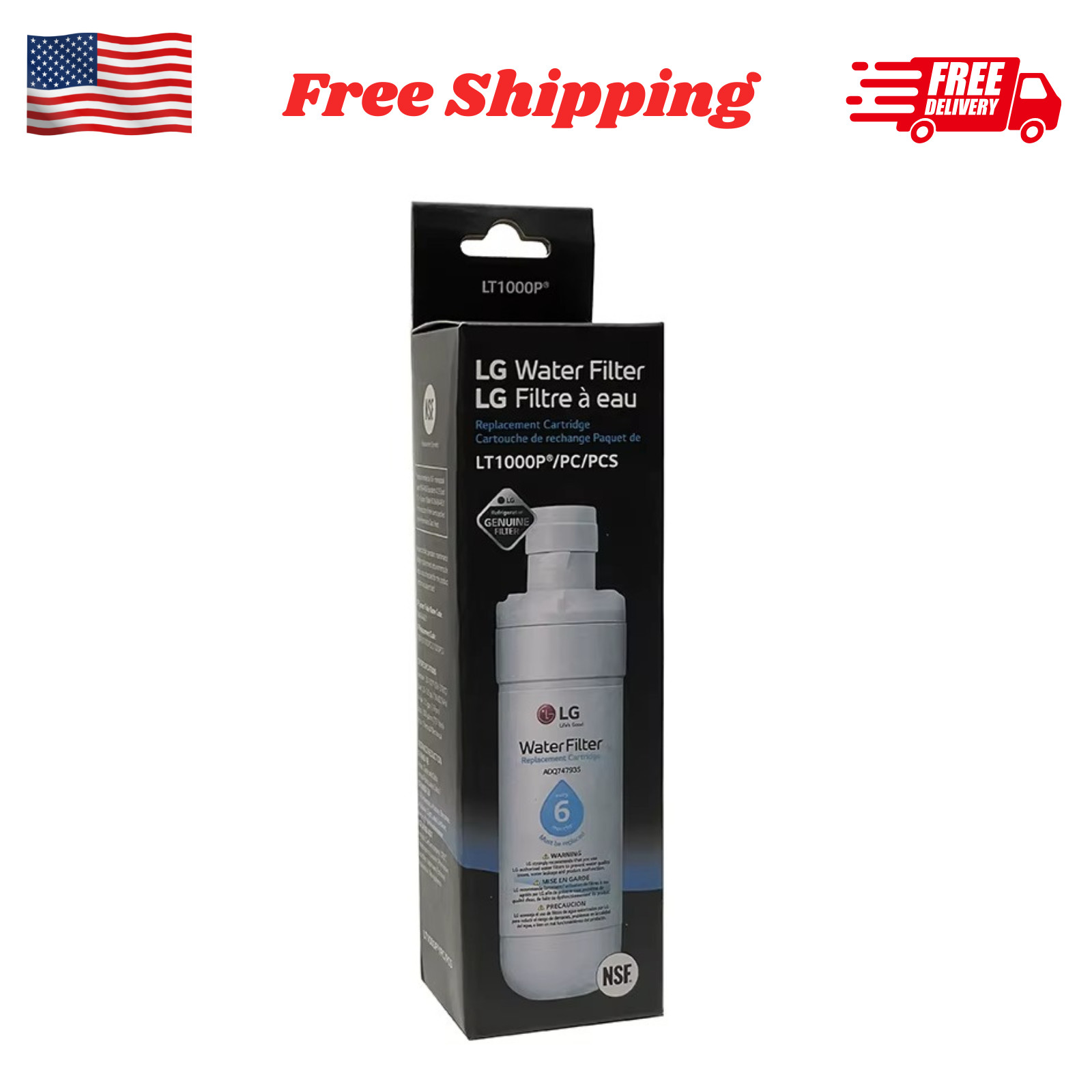 LG LT1000P Replacement Refrigerator Refresh Ice Water Filter ADQ747935 US gallery