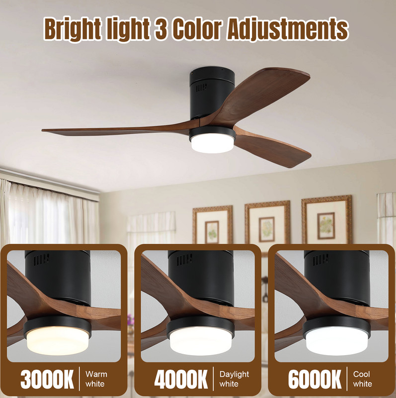 Sofucor Wood Low Profile Ceiling Fan with LED Light & Smart APP Remote Control gallery
