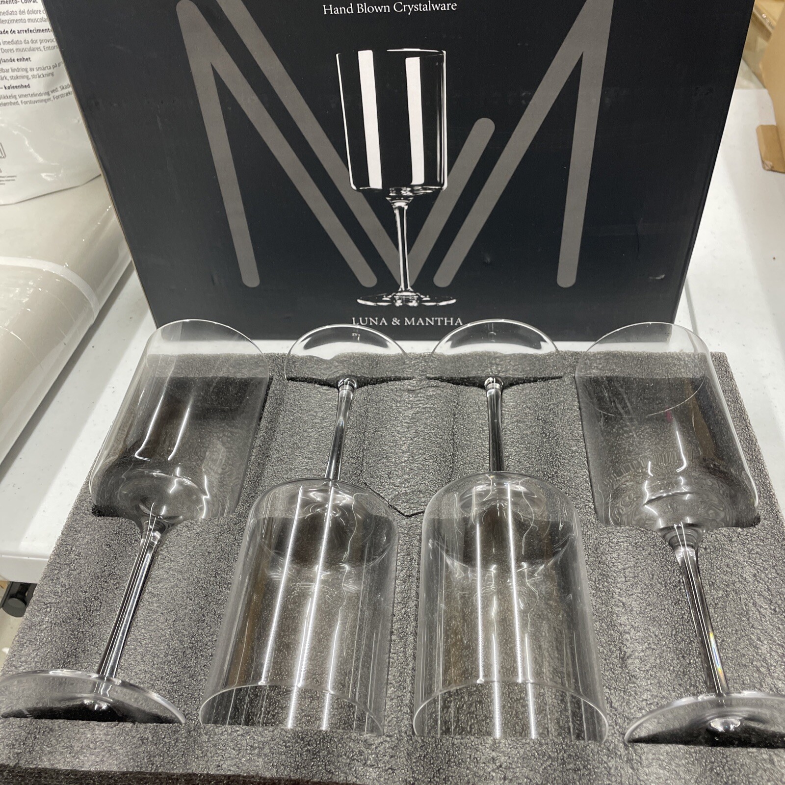 (4) Red Wine Glasses Set Premium Crystal Wine Glasses Hand Blown-15 Oz S22 gallery