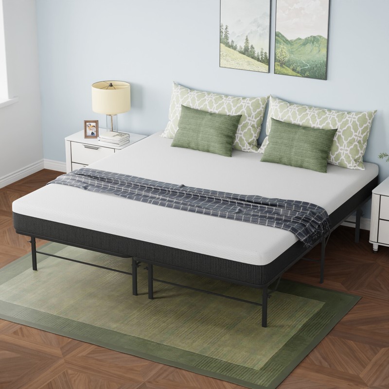 Metal Bed Frame Foldable Metal Platform Mattress Foundation 1000lbs Steel Slat gallery