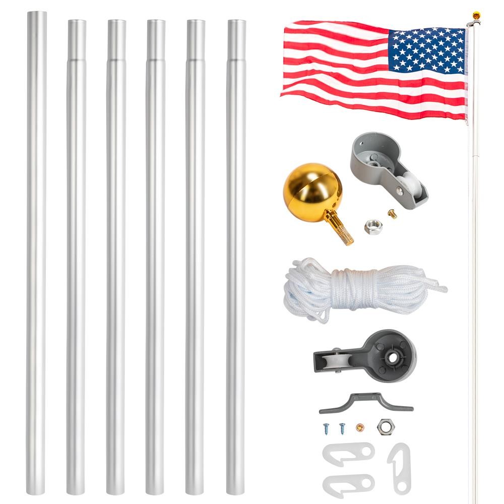 25/20ft Outdoor Decoration Sectional Halyard Pole US America Flag Flagpole Kit gallery