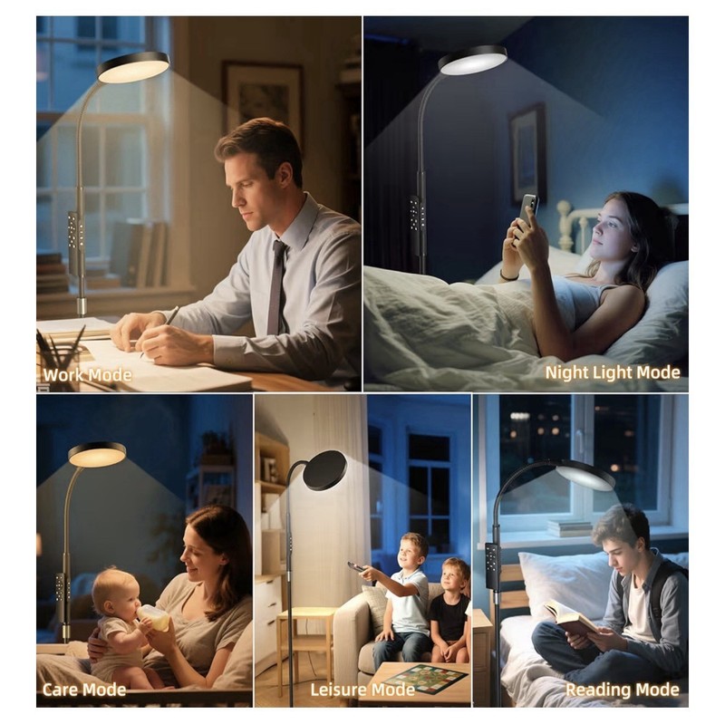 Black LED Floor Lamp, Remote/Button Control, Adjustable Gooseneck, 1800 Lumen gallery