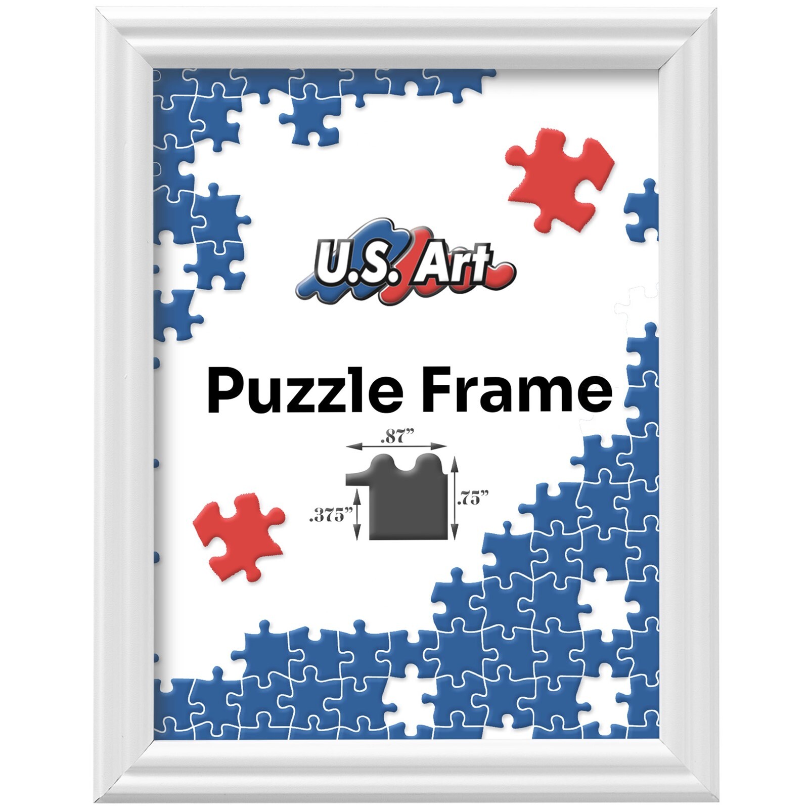 White Puzzle Frame .75" Inch Wide - Handmade Solid Wood Picture Frames gallery