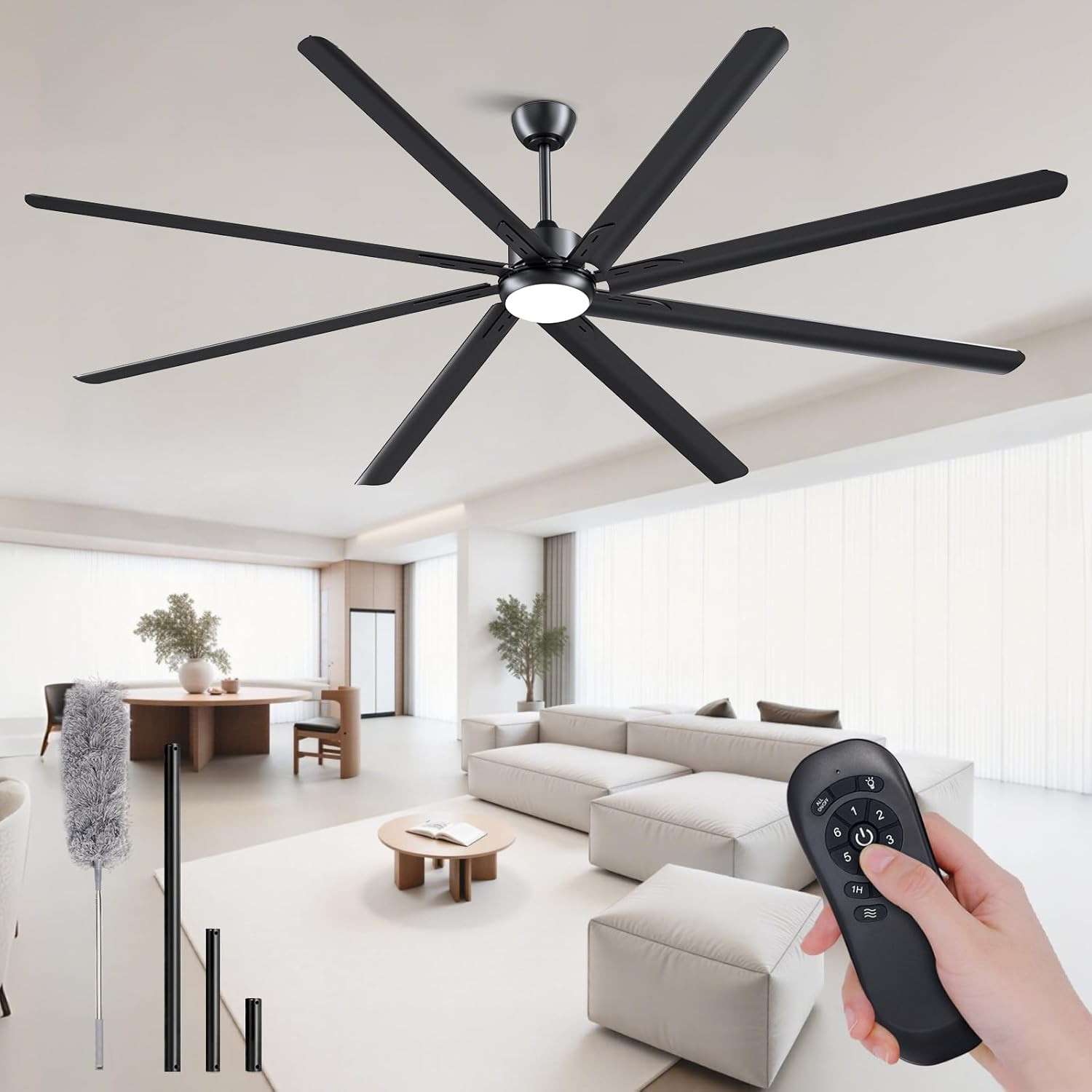 96 Inch Industrial Ceiling Fans with Lights 3Cct,Large Ceiling Fan DC Motor Quie gallery