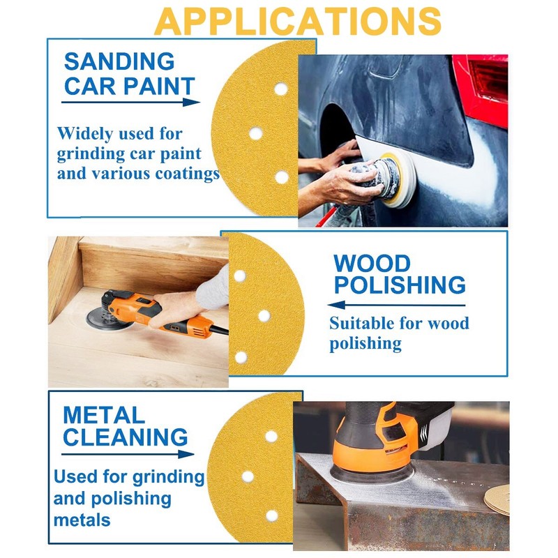 6 in Hook and Loop Sanding Discs 80 120 220 320 400Grit Orbital Sander Sandpaper gallery