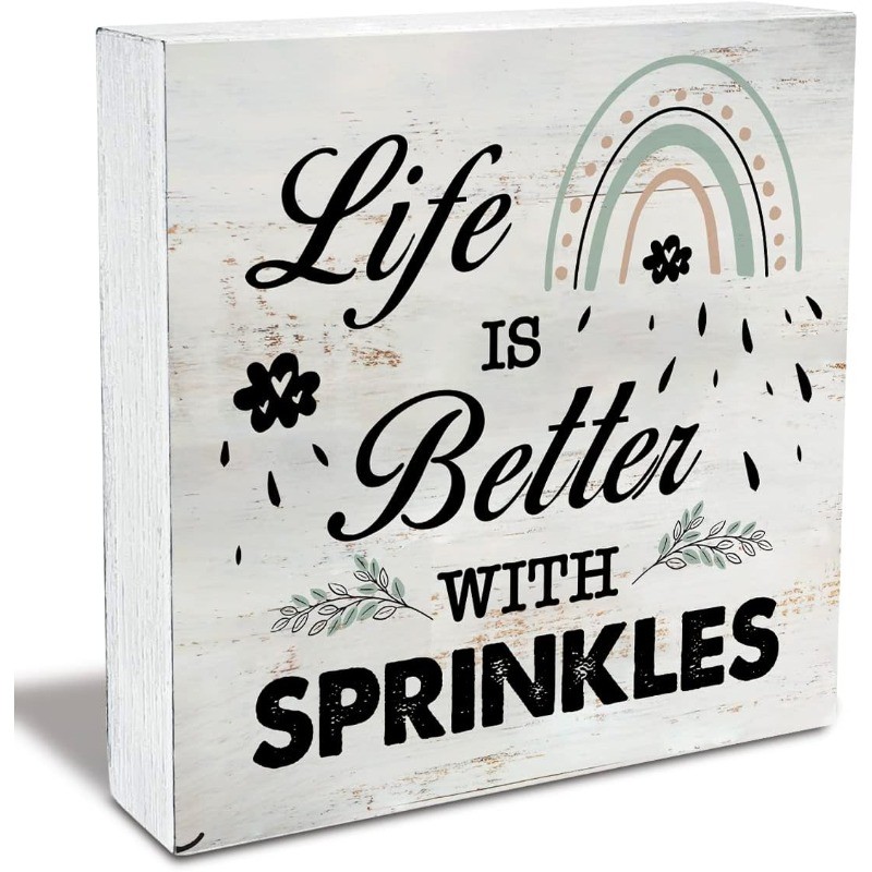 Sweet lover shelf sitter "Life Is Better With Sprinkles" rustic wood decor sign gallery