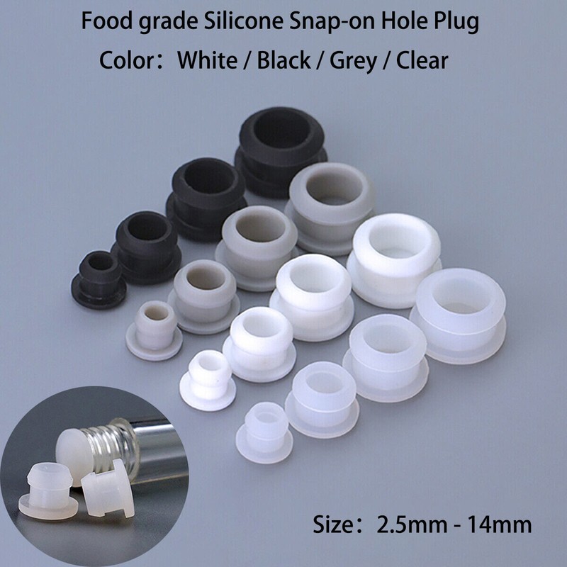 White/Black/Grey/Clear Snap-on Hole Plug 2.5mm - 14mm Silicone Blanking End Caps gallery