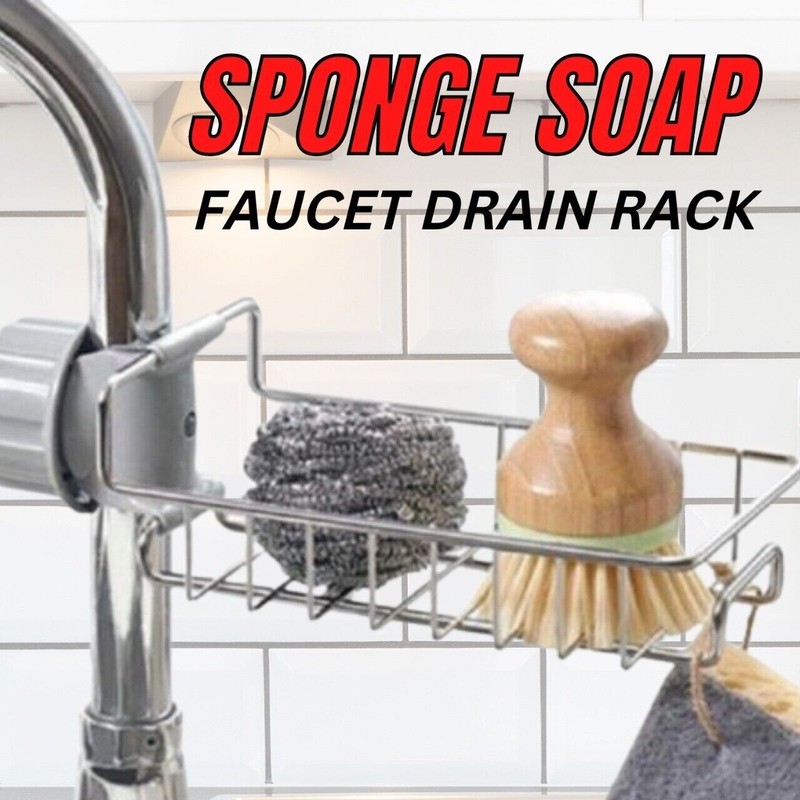 Drain Rack Storage Holder Shelf-Kitchen Sink Faucet Sponge Soap Cloth US TIKA gallery