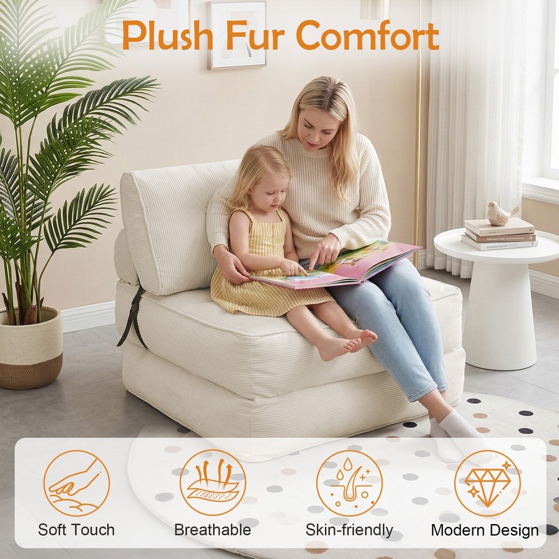 Folding Sofa Bed Floor Couch w/ Pillows 3-in1 Convertible Boneless Chair Sleeper gallery