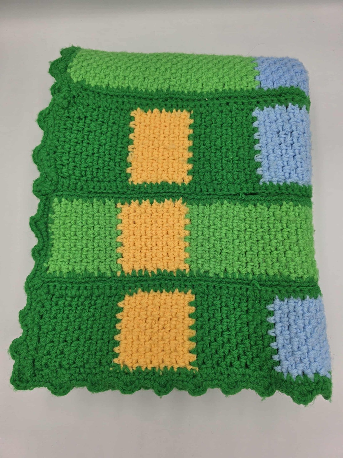 Granny Square Afghan Blanket Lap Throw Crochet Knit Handmade VTG Roseanne 40x42" gallery